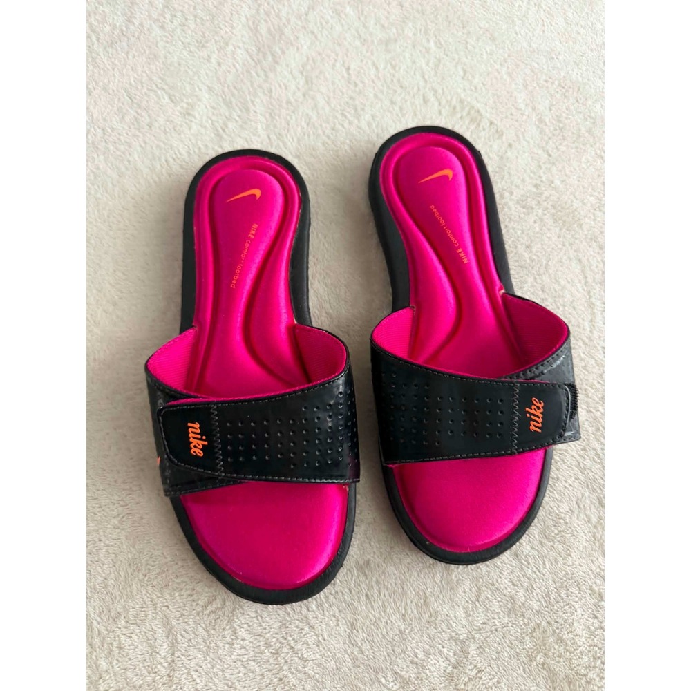 Nike Womens 8 Pink Black Slide Sandals Comfort Footbed 360883-086 Athletic